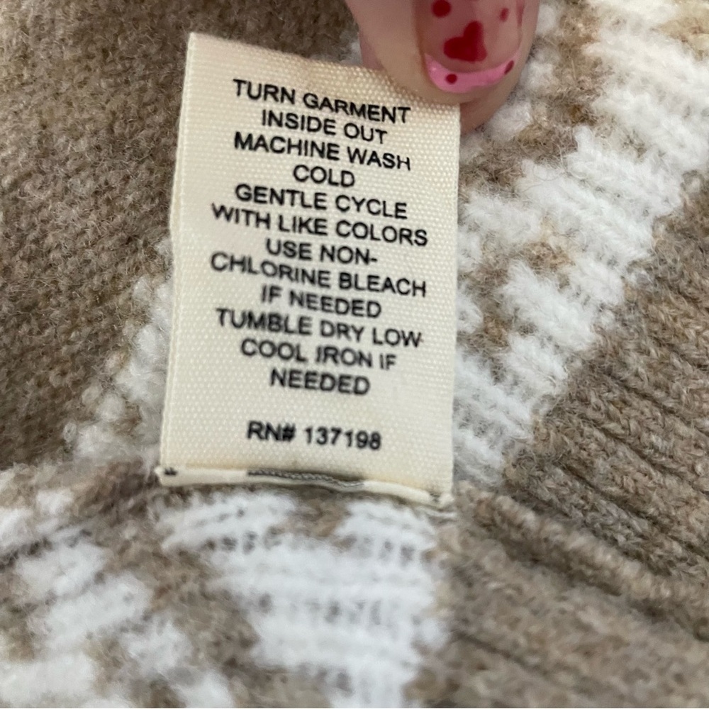 Marled Oatmeal Heather Snowflake Fair Isle Zip-Front Cardigan Sweater - Picture 8 of 9